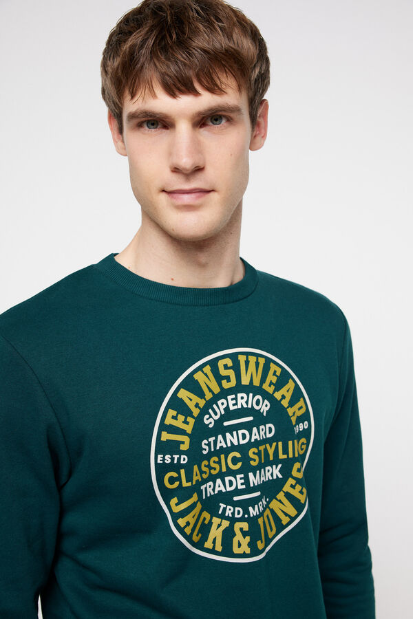 Jack & Jones Sweatshirt gola redonda print logo verde