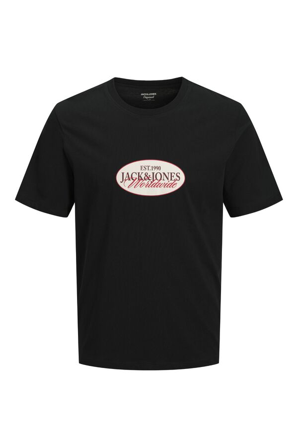Jack & Jones PLUS T-shirt b&aacute;sica manga curta preto