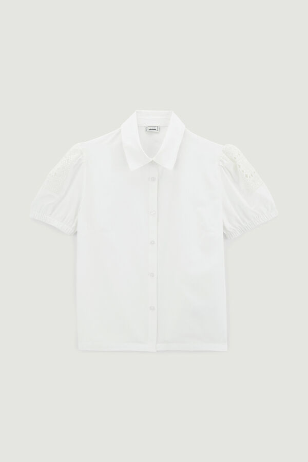 Springfield Camisa corta con encaje blanco