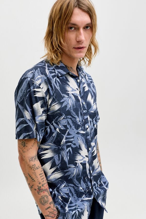 Jack & Jones Camisa regular fit estampada azul