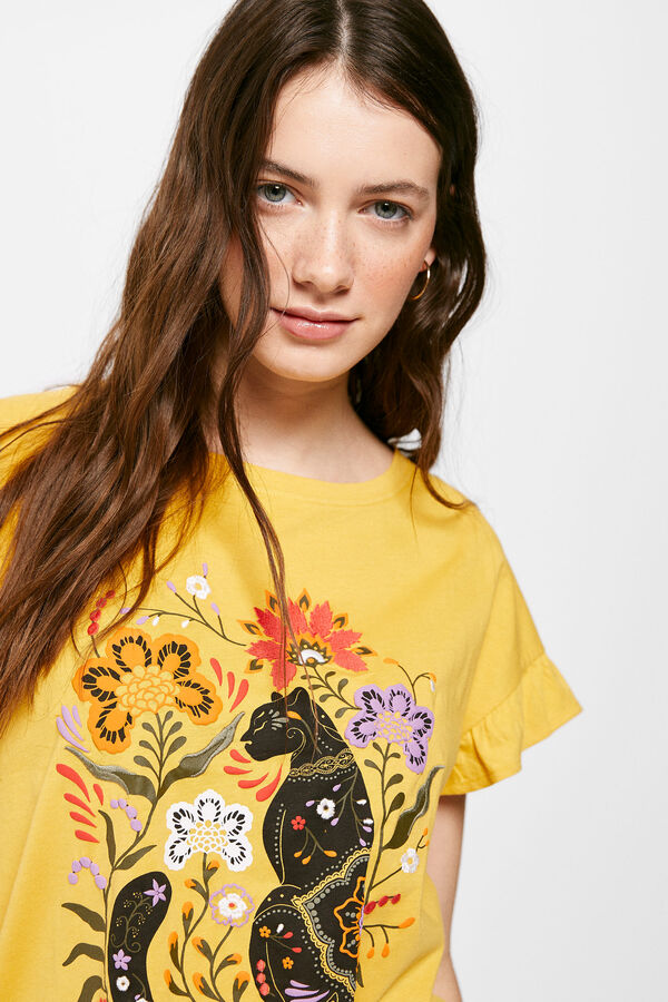 Springfield T-shirt estampada pantera golden