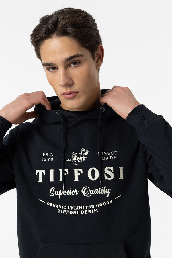 Tiffosi Sweatshirt Capuz Estampado e Bordado Frontal azul
