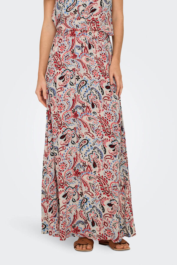 JDY Falda larga estampada nude