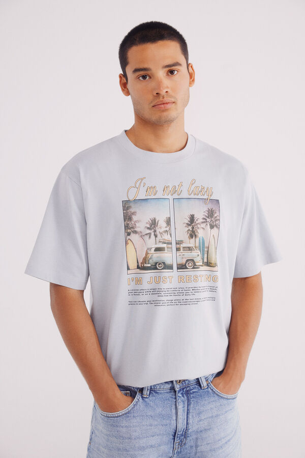 Springfield Camiseta Eu não sou preguiçoso azul