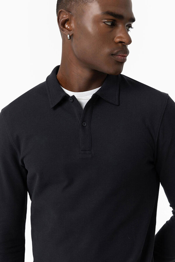 Tiffosi Polo Piqué de Manga Larga azul