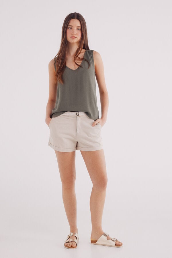 Springfield Shorts cal&ccedil;as chino com cinto  castanho