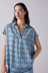 Springfield Blusa tipo t-shirt estampada azul