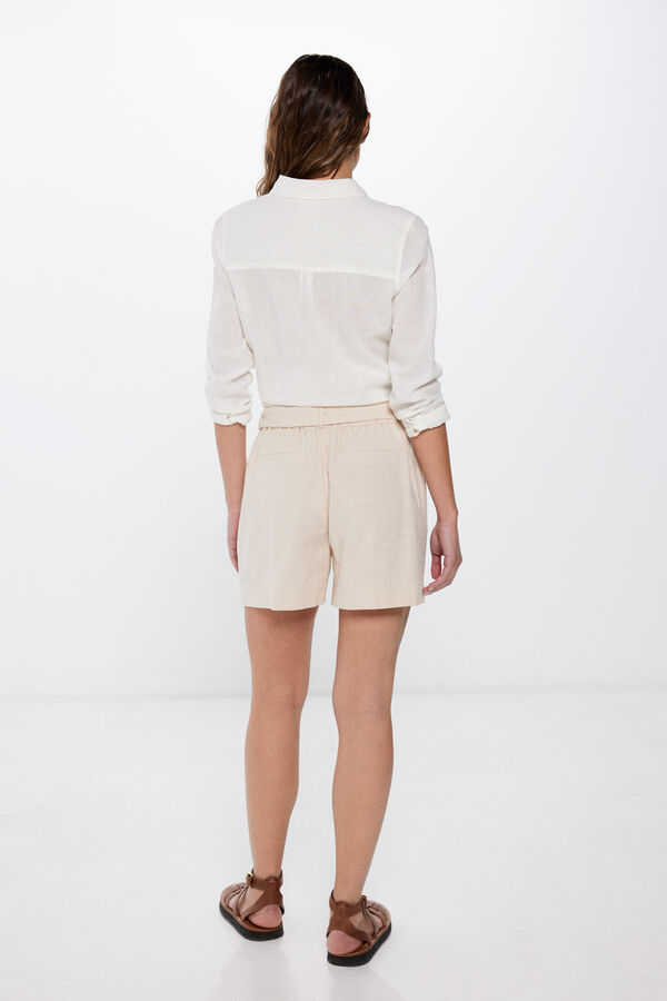 Springfield Calções cinto fivela algodão rústico branco