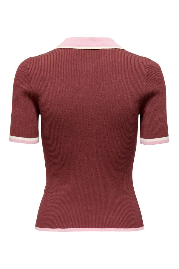 Only Polo de malha canelada estampado