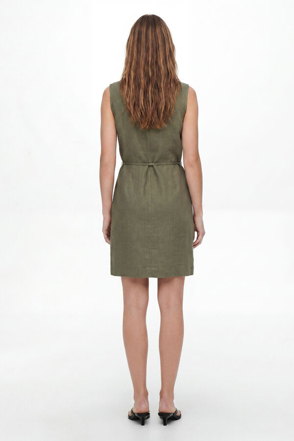 Pieces Vestido curto de linho sem mangas verde
