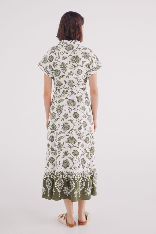 Springfield Vestido camisa com uma borda por baixo cru