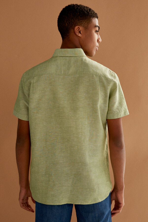 Springfield Camisa manga corta lino verde