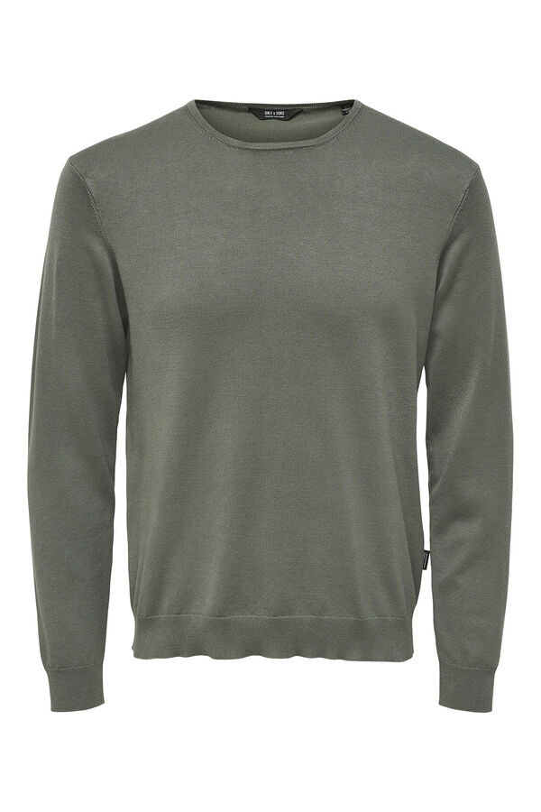 Only & Sons Jersey cuello caja punto ligero kaki