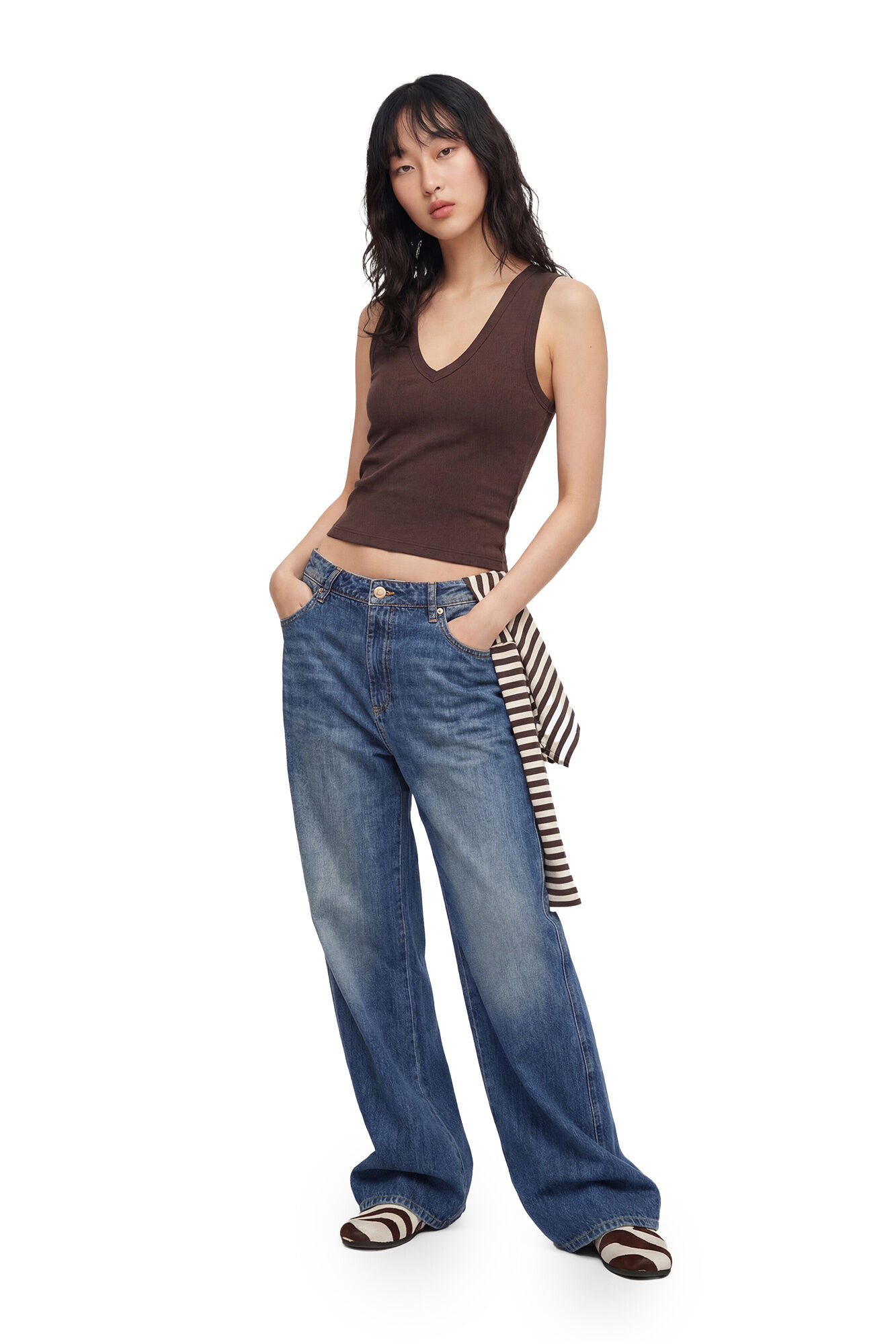 Koton Blusa gola em bico cintada