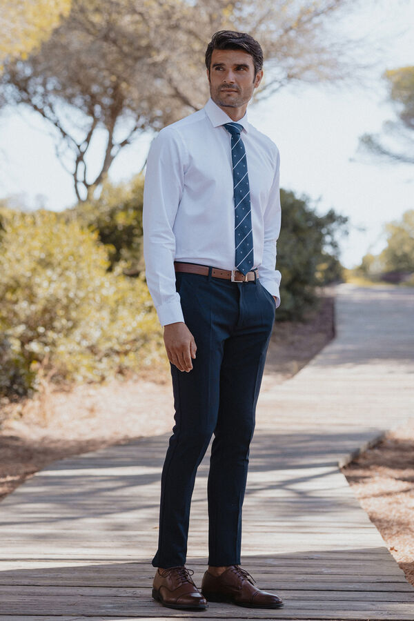 Celopman Camisa Vestir Estilo Liso blanco