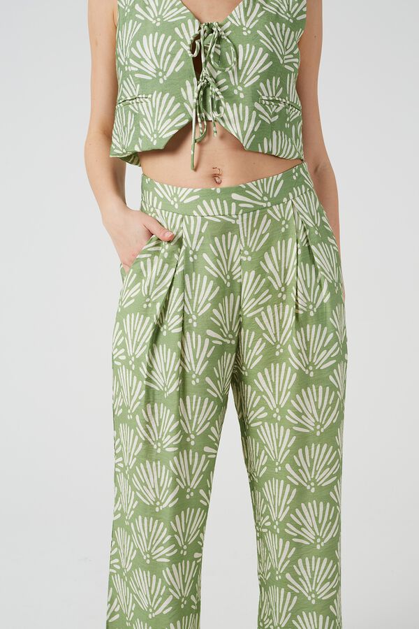 Brave Soul Colete estampado com gola em bico verde
