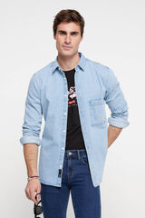 Springfield Camisa denim bolso mix azul