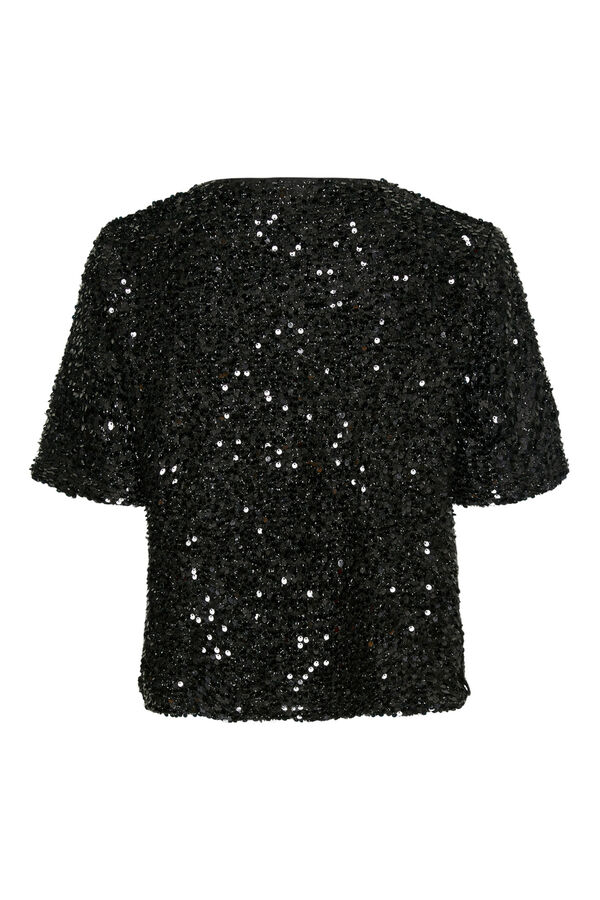 Pieces Top tipo camiseta de brillo negro