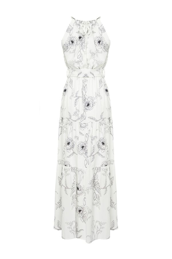 Trendyol Vestido largo con escote halter beige