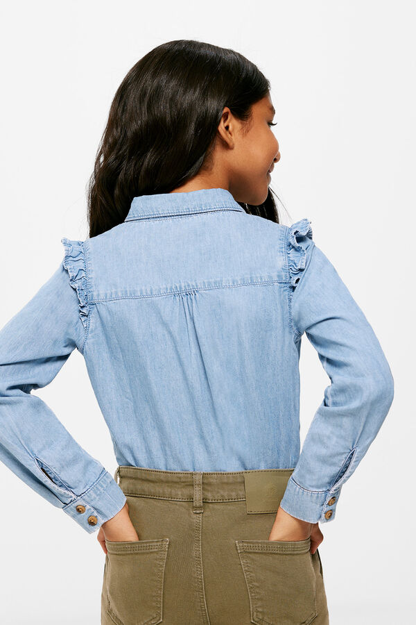 Springfield Blusa denim menina azul aço