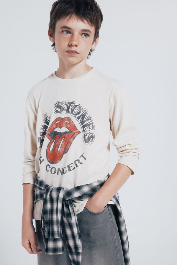 Springfield Kids Camiseta infantil de manga comprida dos Rolling Stones branco