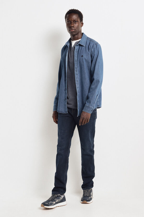 Springfield Camiseta riscas de manga comprida com gola padeiro azul