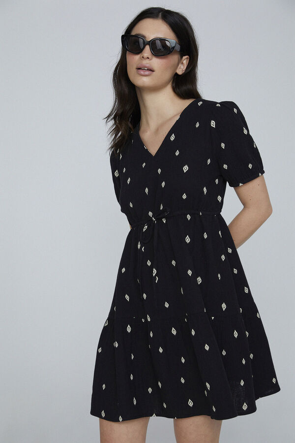 Only Vestido curto de decote em bico preto