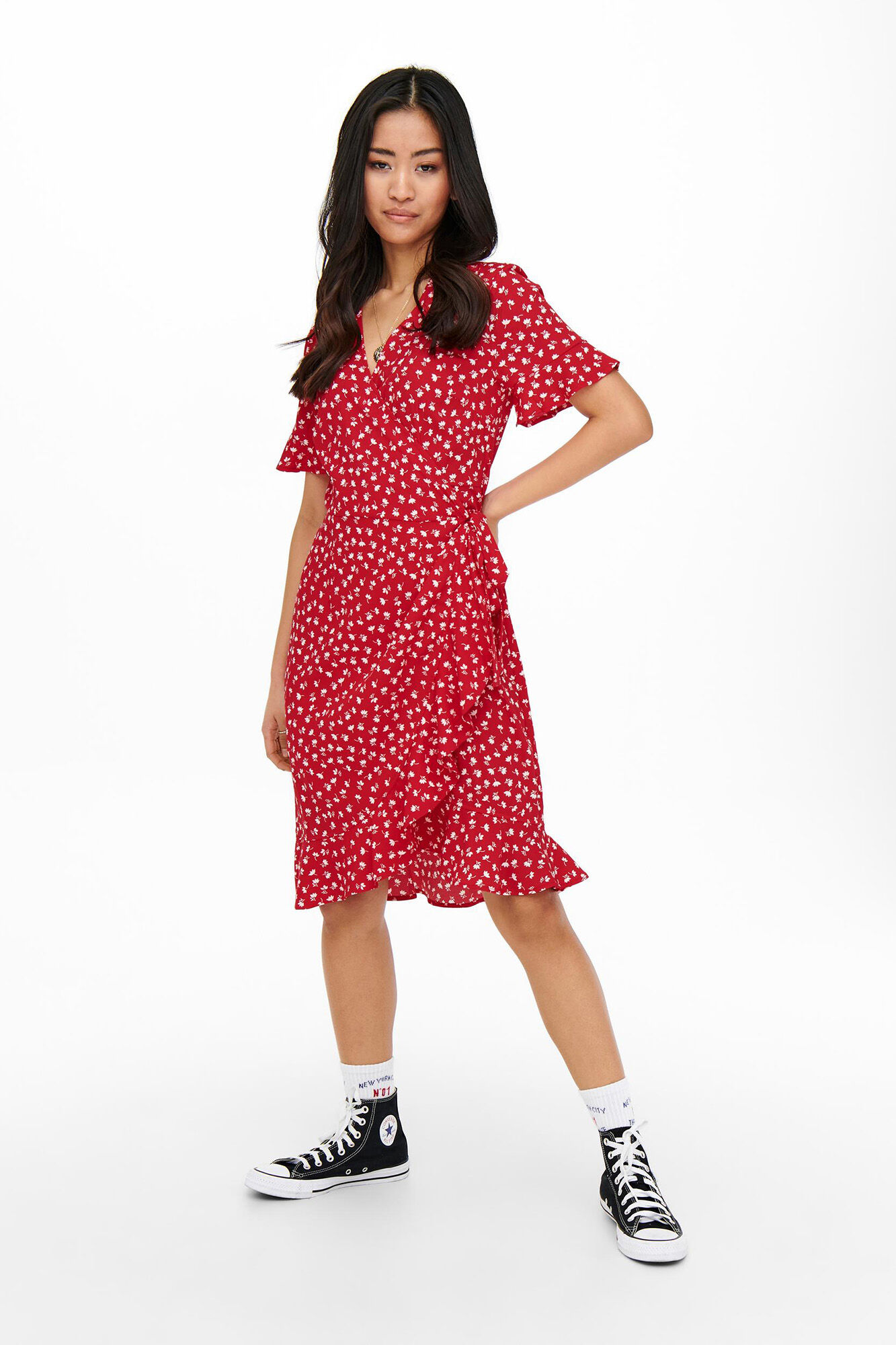 Only Vestido corto cruzado