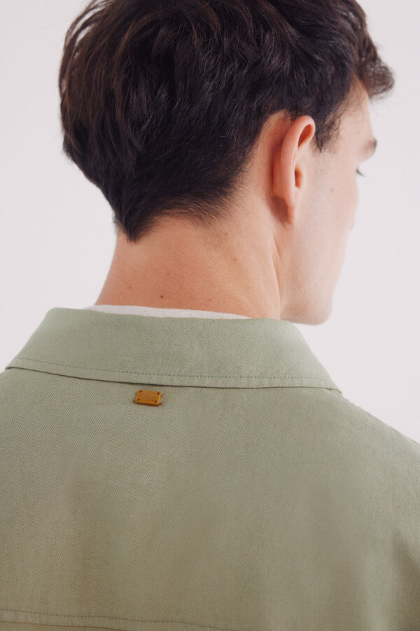 Springfield Sobrecamisa lino-algod&oacute;n kaki