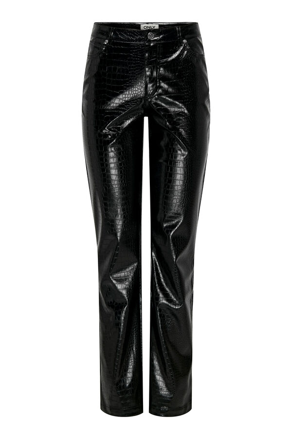 Only Calças com estampa animal brilhante preto