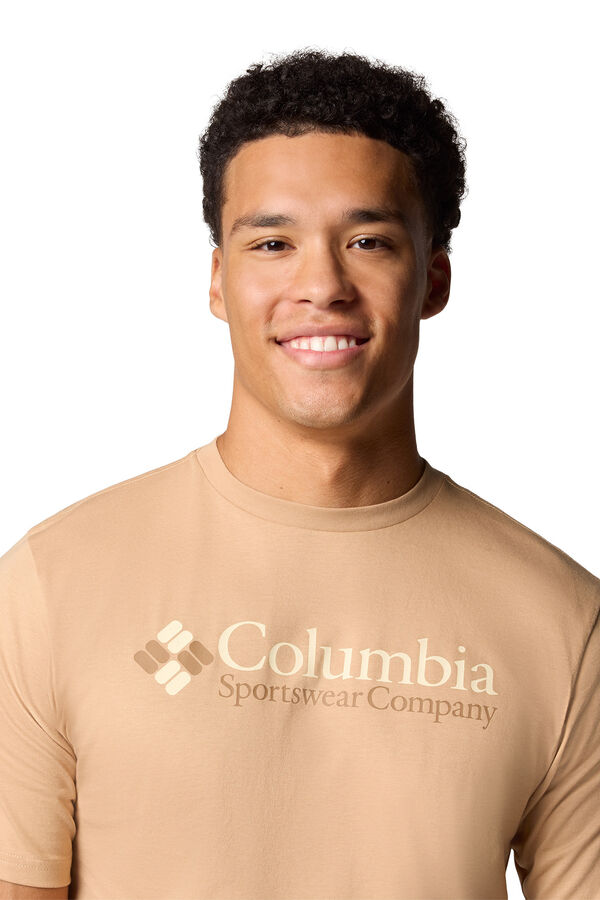 Columbia Camiseta masculina de manga curta de algod&atilde;o org&acirc;nico Basic Logo&trade; da para homem camel