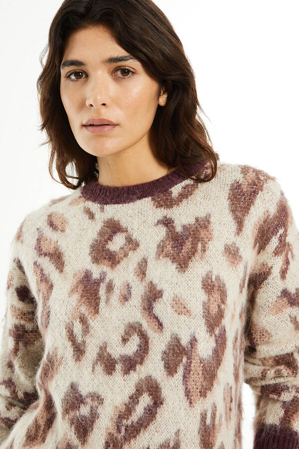 System Action Jersey jacquard animal print marfil