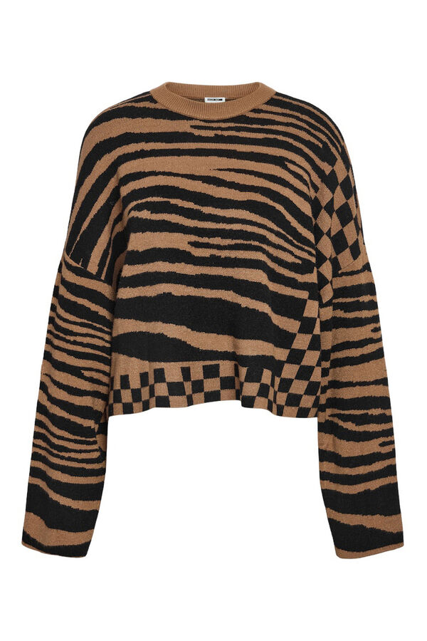 Noisy May jersey estampado cuello redondo negro