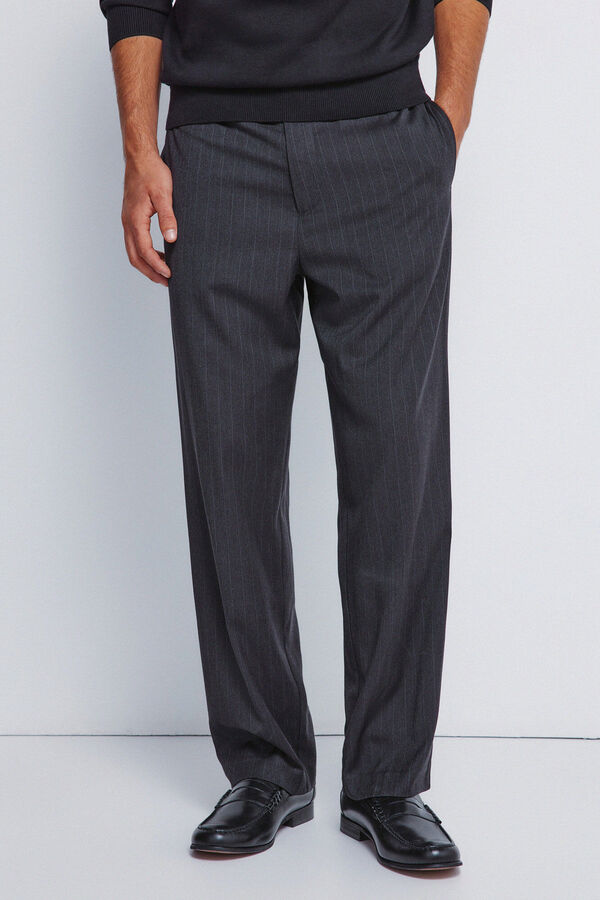 Springfield Pantal&oacute;n rayas straight fit gris