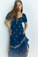 Springfield Vestido midi cenefa volante azul