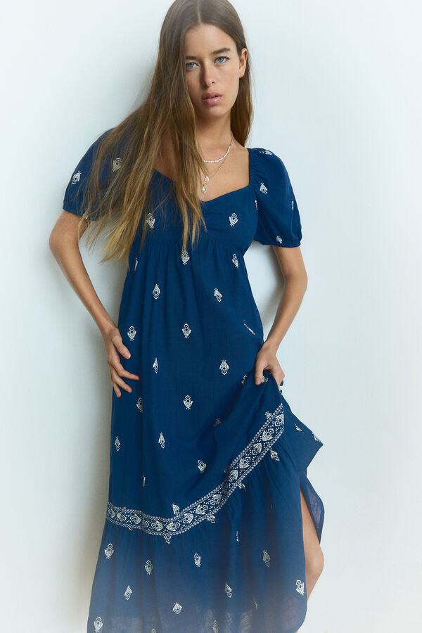 Springfield Vestido midi cenefa volante azul