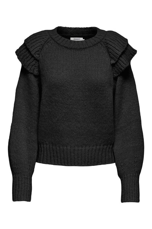 Only Jersey de punto volantes negro