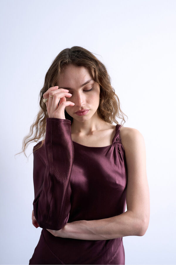 Topshop Vestido midi de um ombro s&oacute; rosa