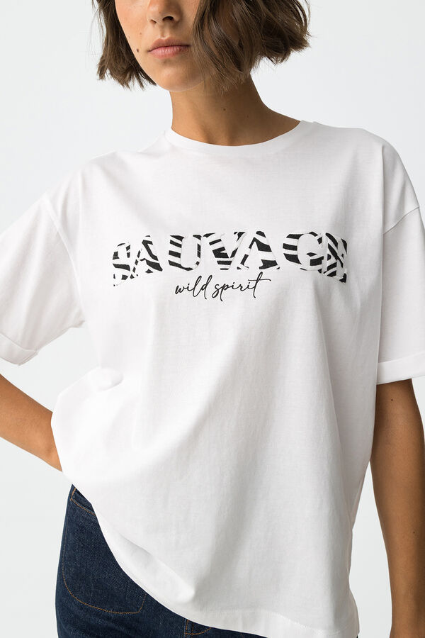 Tiffosi Camiseta Relaxed con Estampado de Cebra blanco