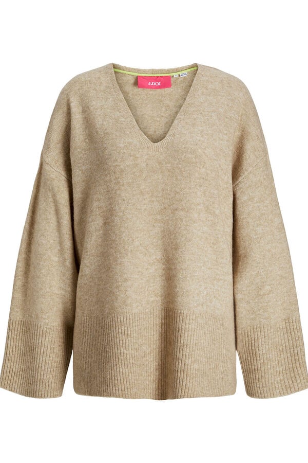 Jack & Jones Suéter liso com gola em liso bege