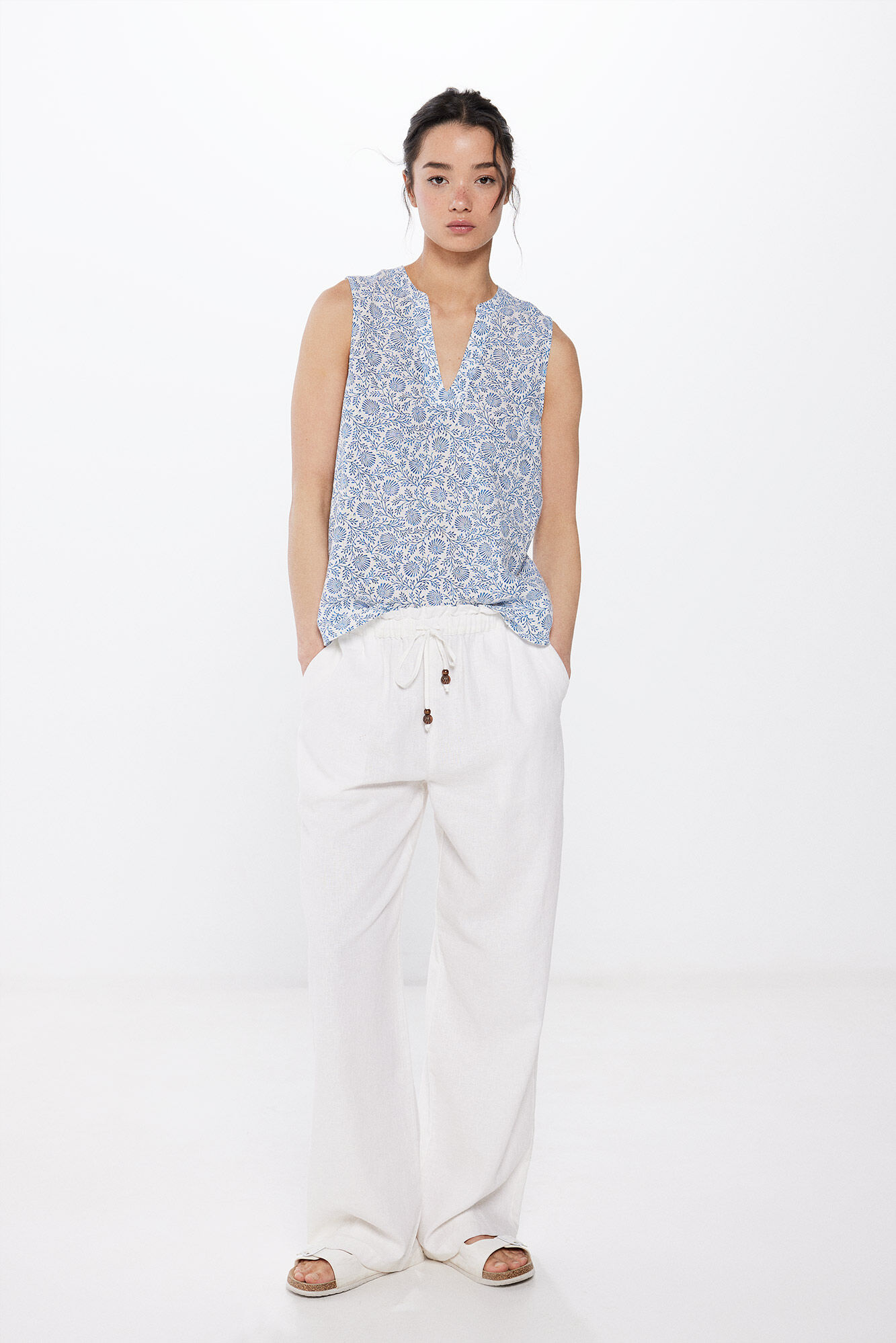 Springfield Blusa Sem Mangas Algod&atilde;o Linho