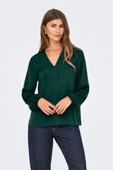 Only Blusa de manga comprida com punhos el&aacute;sticos verde