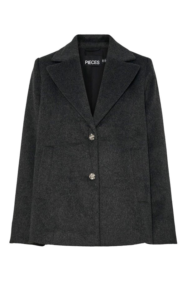 Pieces Sobretudo curto de tecido com bot&otilde;es de flores preto