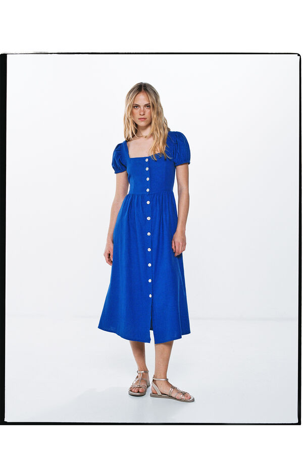Springfield Vestido Midi Botones Cruce Espalda azul