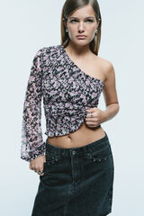 Springfield Blusa asim&eacute;trica smock negro