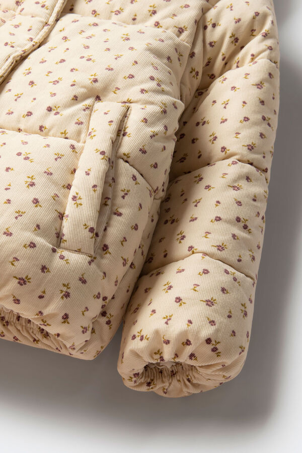 Springfield Kids Chaqueta acolchada pana flores ni&ntilde;a beige