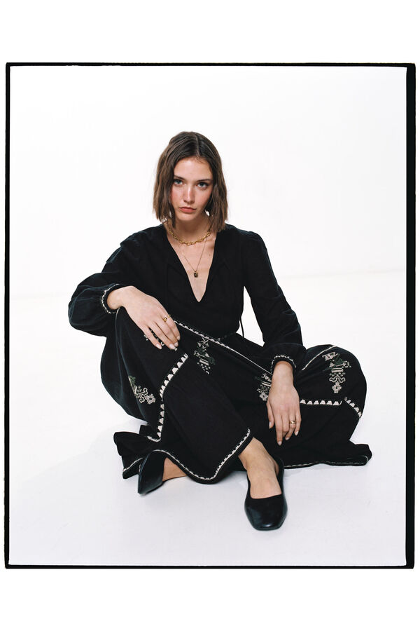 Springfield Vestido Midi Bordados negro