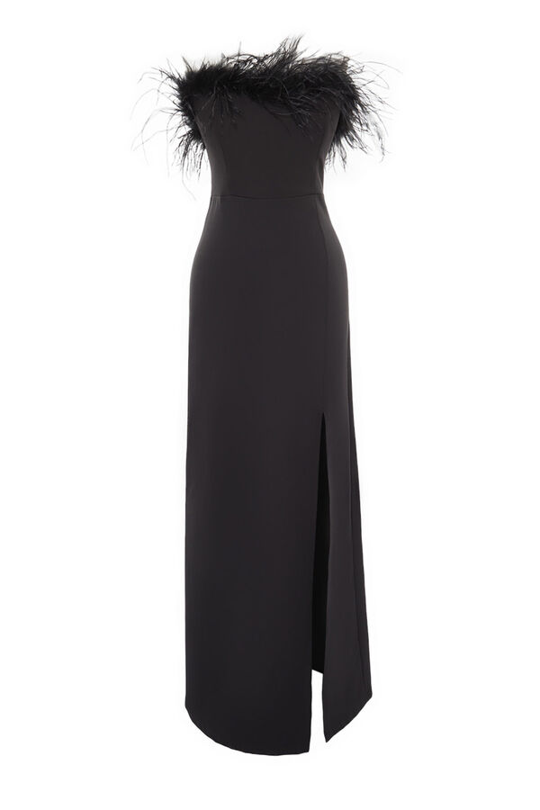 Trendyol Vestido longo de honra at&eacute; o ch&atilde;o preto