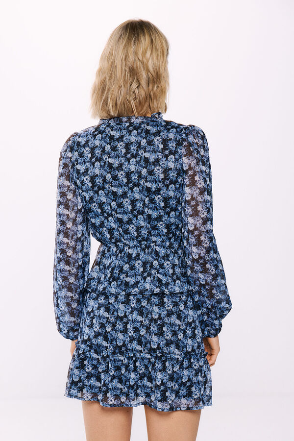 Springfield Falda gasa lurex estampada azul