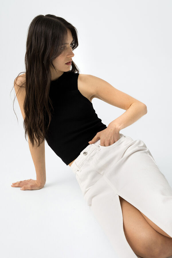 Tiffosi Falda Midi con Abertura Delantera blanco